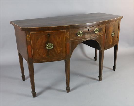 A George III mahogany bowfront sideboard, 6ft 4in.